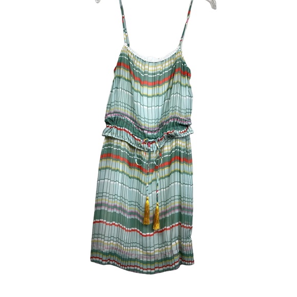 See By Chloe Pleated Striped Dress With Tassle Tie, Size 8 - Picture 11 of 13